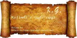 Kolimár Gyöngyi névjegykártya